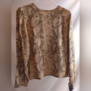 DANIELLE MARTIN PYTHON PRINT 100% SILK LONG SLEEVE BLOUSE 12 USA (NWT)